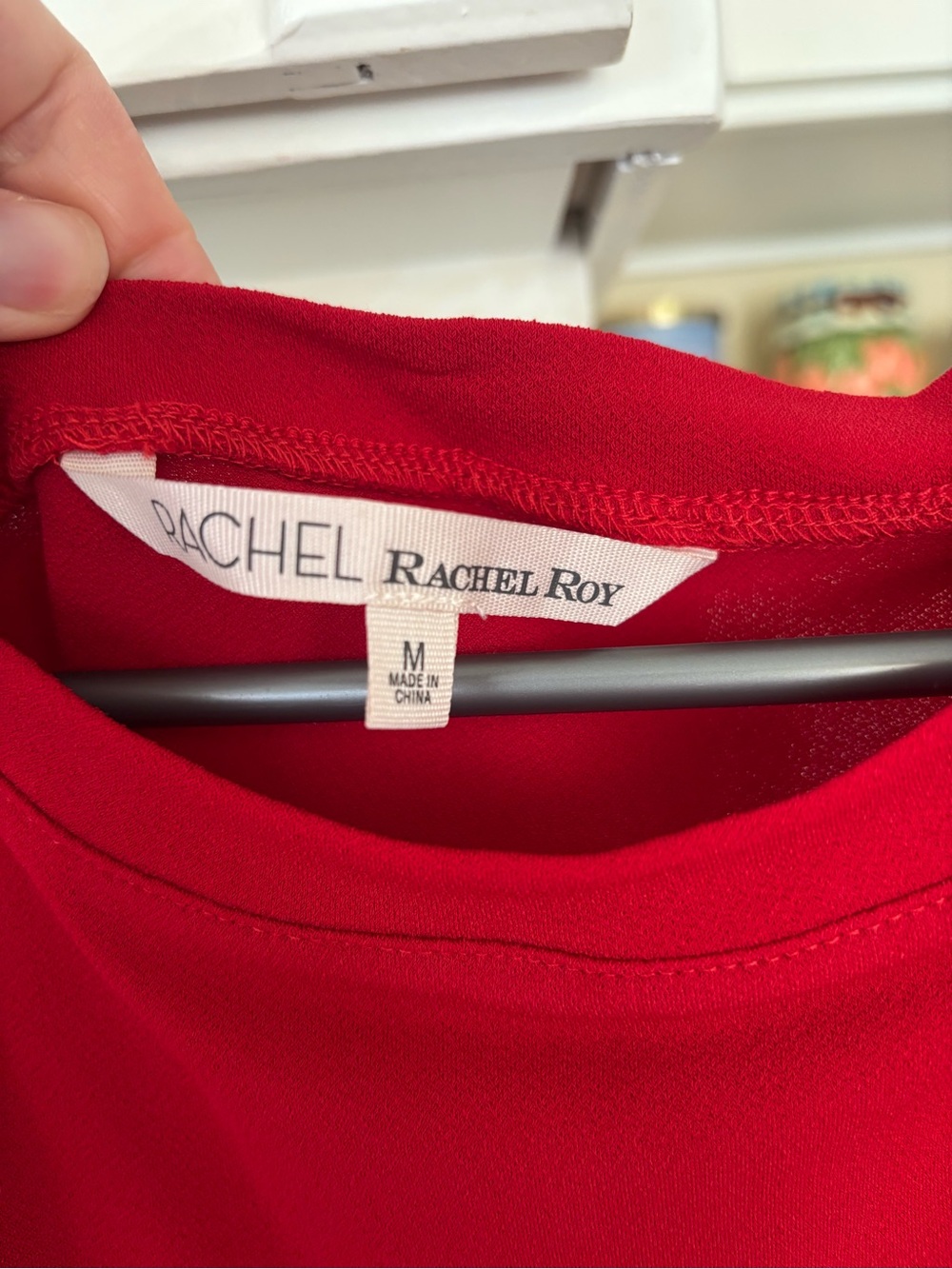 Red Draped Cold-Shoulder Top - Picture 2 of 7